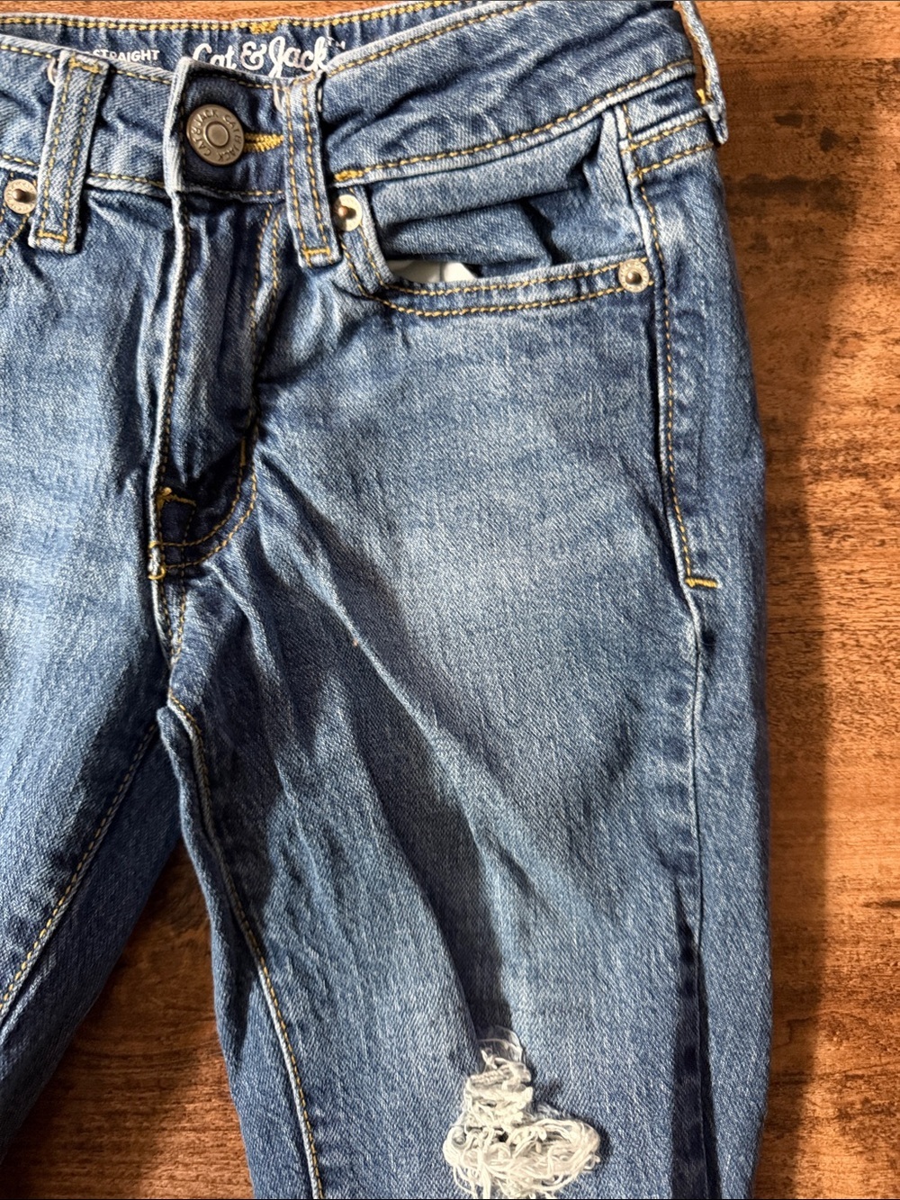 Blue Distressed Girl’s Jeans size 6 - Picture 3 of 4